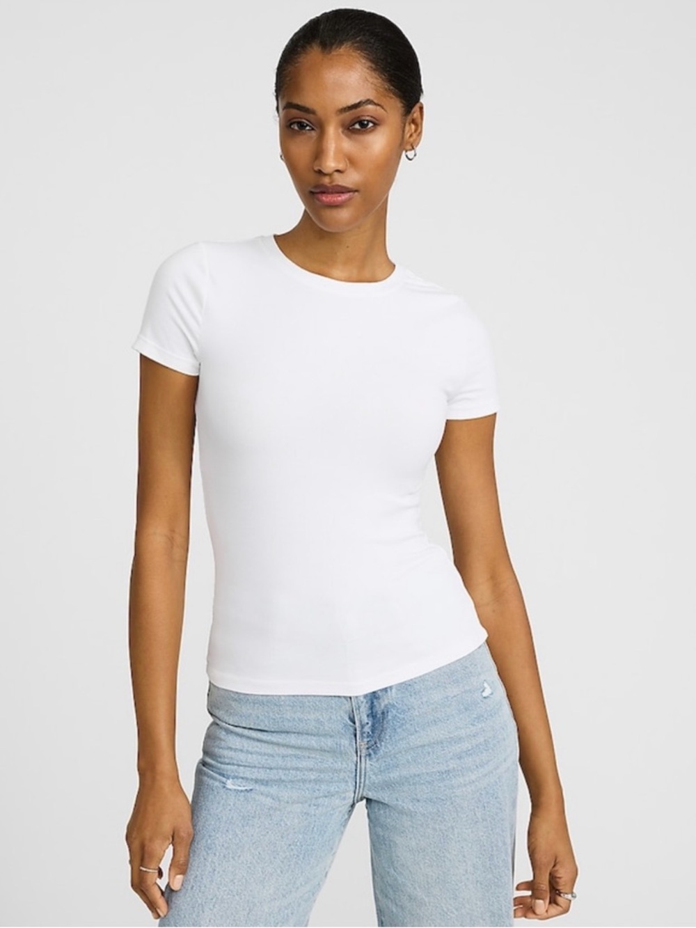 Express Women's Fitted Ribbed White T-Shirt - Small - NWT - Still In Packaging